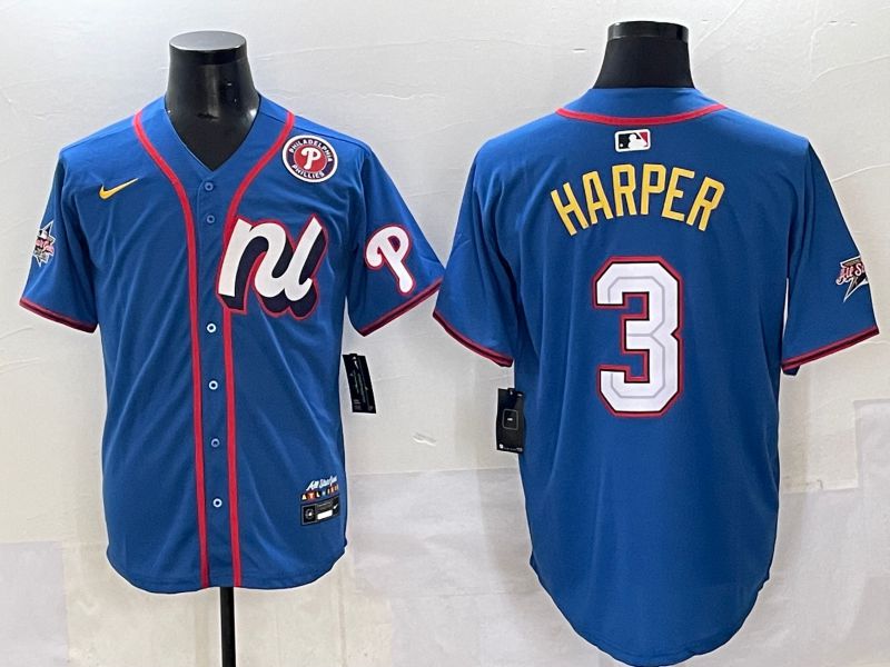 Men 2025 Philadelphia Phillies #3 Harper Blue All star Nike MLB Jersey style 02->philadelphia phillies->MLB Jersey